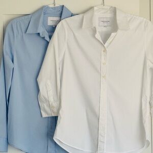 The Shirt by Rochelle Behrens - White and Light Blue Blouses
